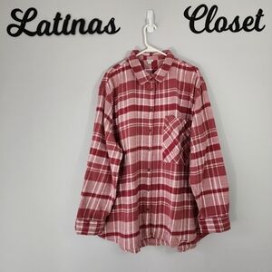 Aerie Red Plaid Button Down Shirt